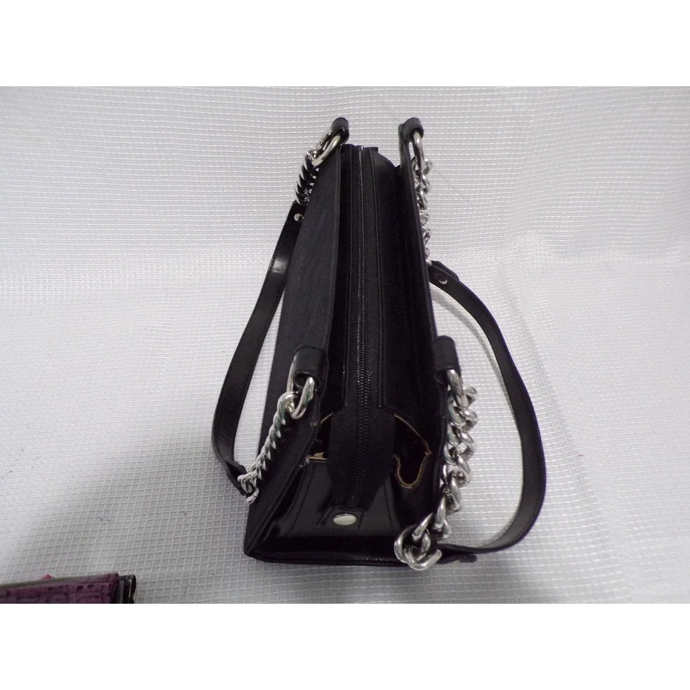 Miche Classic Black w/Silver Chain Accents Handbag 3 Skins Purple Green & Zebra
